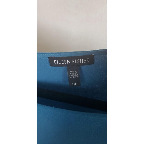 Eileen Fisher Tunic Tank Tops L Blue Brown Sleeveless 100% Silk Lot of 2 Casual - Picture 4 of 16